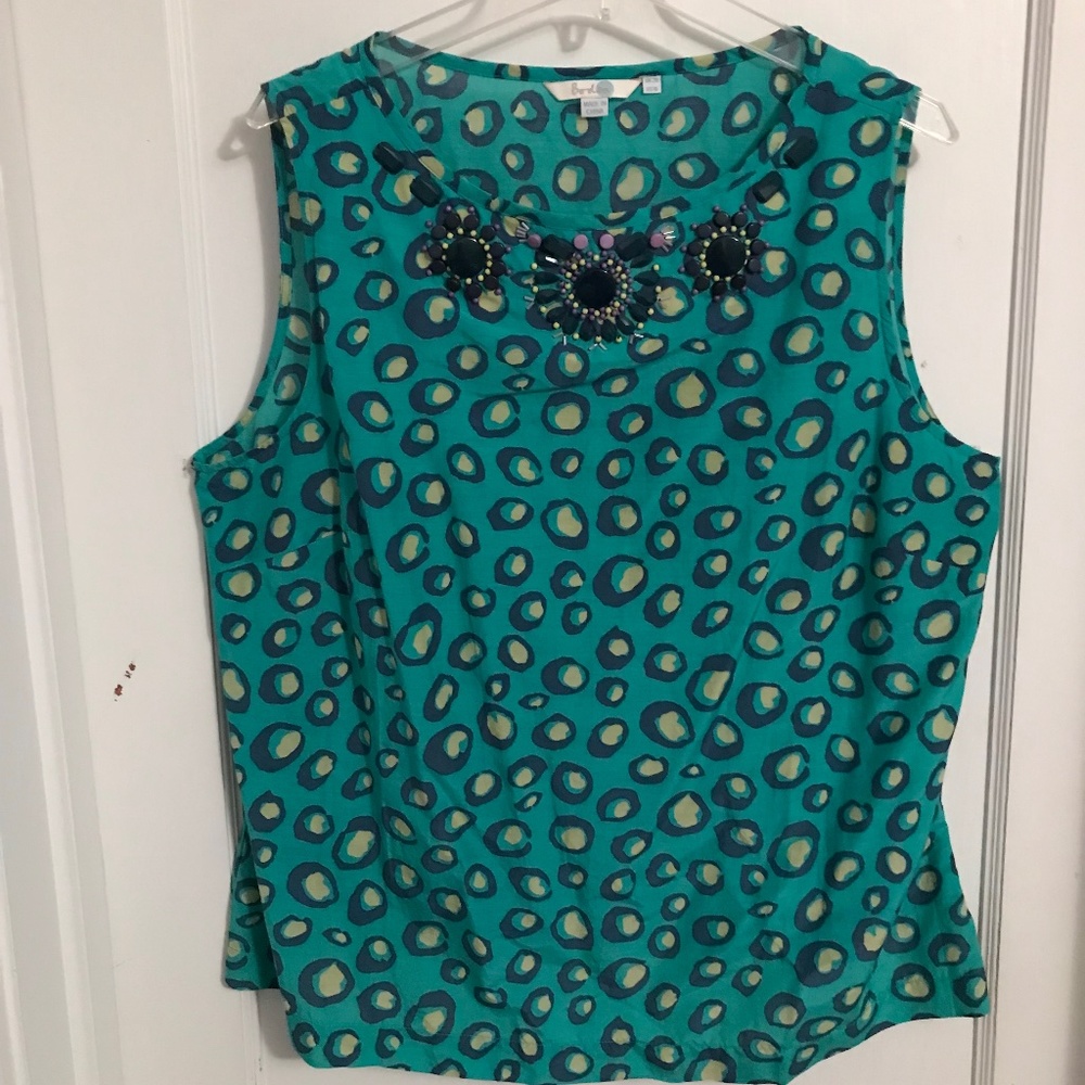 Biden green leopard print woven shirt, size US 16, Green